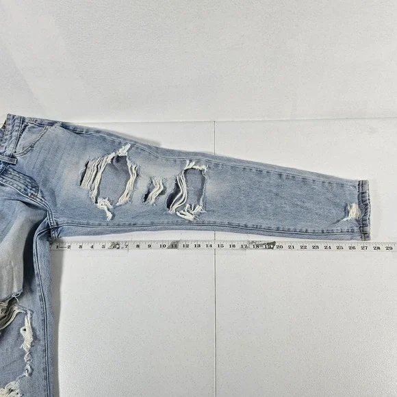 KanCan Signature High Rise Relaxed Fit Distressed Light Wash Denim Jeans Size 24 - Picture 4 of 9